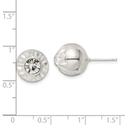 Sterling Silver Polished D/C Crystal Ball Post Earrings