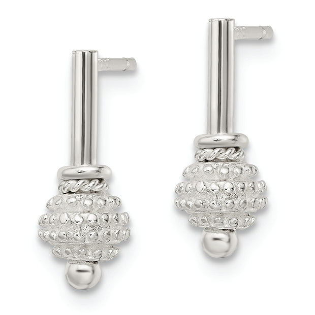 Sterling Silver Textured Ball Dangle Post Earrings