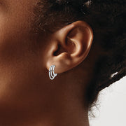 Sterling Silver Rhodium-plated Polished J-Hoop Post Earrings