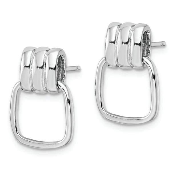 Sterling Silver Rhodium-plated Polished Post Dangle Earrings