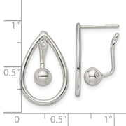 Sterling Silver Polished Teardrop w/Drop & Dangle Ball Threader Post Earrin