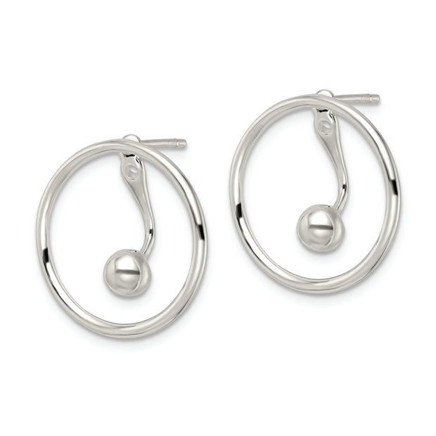 Sterling Silver Polished Circle w/drop & Dangle Threader Post Earrings