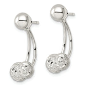 Sterling Silver Textured Ball Jackets and 6mm Ball Post Earrings