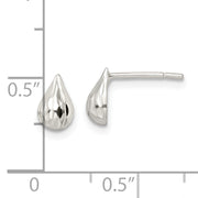 Sterling Silver Diamond-cut Teardrop Post Earrings