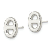 Sterling Silver Polished Oval Design Post Earrings