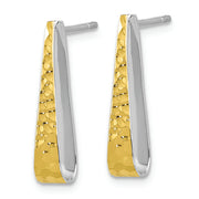 Sterling Silver Rhodium-plated Gold-plated Hammered Post Dangle Earrings