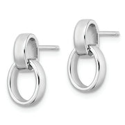 Sterling Silver Rhodium-plated Polished Link Post Earrings
