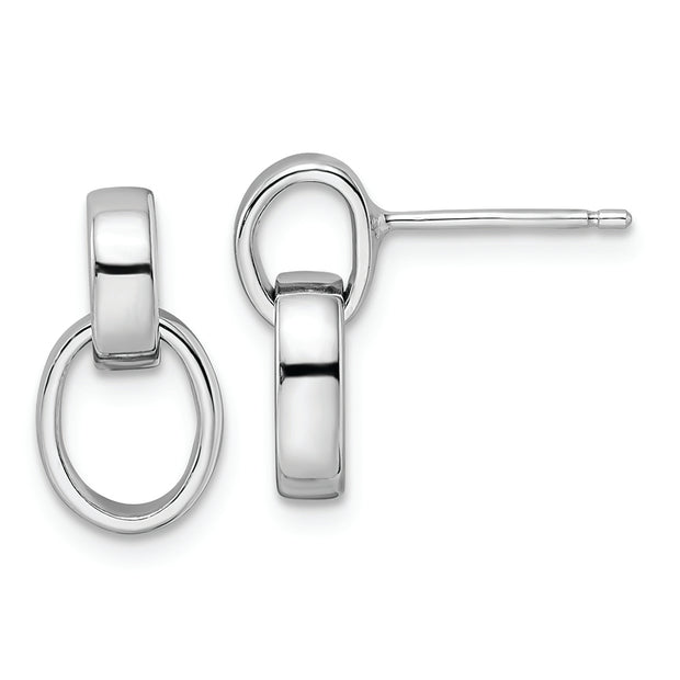 Sterling Silver Rhodium-plated Polished Link Post Earrings