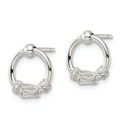 Sterling Silver Polished Fancy Circle Dangle Post Earrings