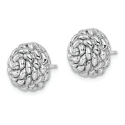 Sterling Silver Rhodium-plated Polished Flower Post Earrings