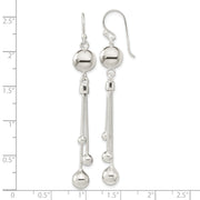 Sterling Silver Polished Beaded Multi-Strand Chain Dangle Earrings