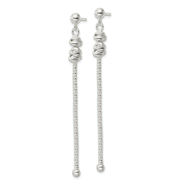 Sterling Silver Fancy Knot w/Chain Post Dangle Earrings