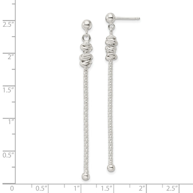 Sterling Silver Fancy Knot w/Chain Post Dangle Earrings