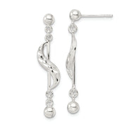 Sterling Silver Polished & Diamond-cut Swirl Dangle Earrings