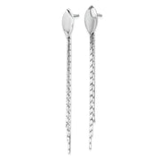 Sterling Silver Rhodium-plated Polished Fancy Chain Post Dangle Earrings
