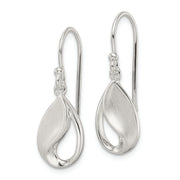 Sterling Silver Polished and Satin fancy Teardrop Dangle Earrings