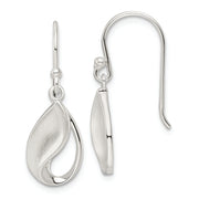 Sterling Silver Polished and Satin fancy Teardrop Dangle Earrings