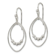 Sterling Silver Polished & Diamond-cut Beaded Ovals Dangle Earrings