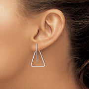 Sterling Silver Rhodium-plated Post Front & Back Dangle Triangle Earrings