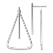 Sterling Silver Rhodium-plated Post Front & Back Dangle Triangle Earrings