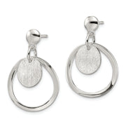 Sterling Silver Polished & Satin Circle Post Dangle Earrings