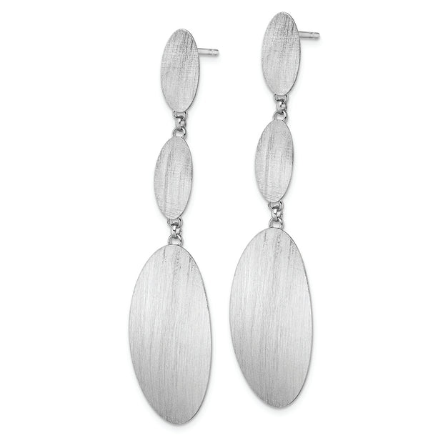 Sterling Silver Rhodium-plated Brushed Dangle Post Earrings
