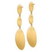 Sterling Silver Gold-plated Brushed Triple Oval Post Dangle Earrings