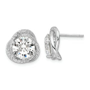 Sterling Silver Rhodium-plated Polished 12mm Round CZ Post Earrings