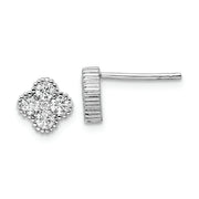 Sterling Silver Rhodium-plated Polished CZ Post Earrings