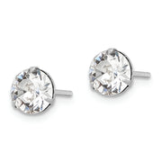 Sterling Silver Rhodium-plated Polished Round 6.5mm Crystal Stud Earrings