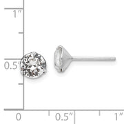 Sterling Silver Rhodium-plated Polished Round 6.5mm Crystal Stud Earrings