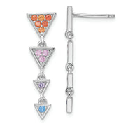 Sterling Silver Rhodium-plated Multicolor CZ Post Dangle Earrings