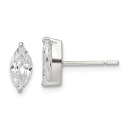 Sterling Silver Polished 9x4mm Marquise CZ Stud Earrings