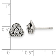Sterling Silver Antiqued CZ Trilogy Post Earrings