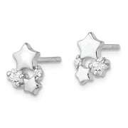 Sterling Silver Rhodium-plated Polished CZ Stars Post Earrings