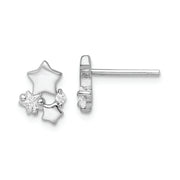 Sterling Silver Rhodium-plated Polished CZ Stars Post Earrings