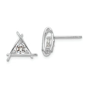 Sterling Silver Rhodium-plated Triangle CZ Post Earrings