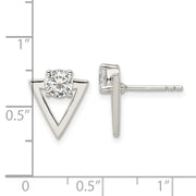 Sterling Silver Polished CZ Triangle Post Earrings