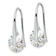 Sterling Silver Rhodium-plated Polished Round CZ Dangle Earrings
