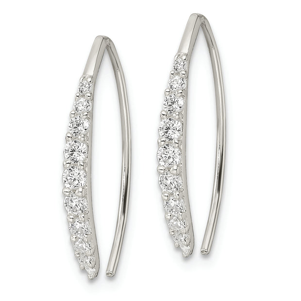Sterling Silver Polished CZ Threader Earrings