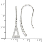 Sterling Silver Polished Triangle CZ Dangle Earrings