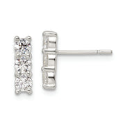 Sterling Silver Polished Three CZ Post Earrings