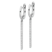 Sterling Silver Rhodium-plated Polished CZ Dangle Earrings