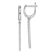 Sterling Silver Rhodium-plated Polished CZ Dangle Earrings