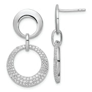Sterling Silver Rhodium-plated Pave CZ Interlocking Circles Post Earrings