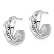 Sterling Silver Rhodium-plated Polished CZ Twisted Post Earrings