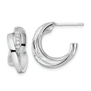 Sterling Silver Rhodium-plated Polished CZ Twisted Post Earrings