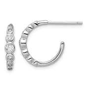 Sterling Silver Rhodium-plated CZ Post Hoop Earrings