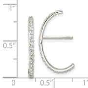 Sterling Silver CZ J-hoop Post Earrings