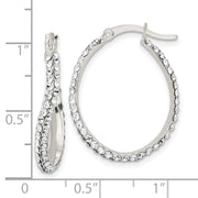 Sterling Silver CZ Oval Hoop Earrings